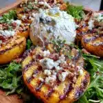 fresh grilled peach and arugula salad - featured image