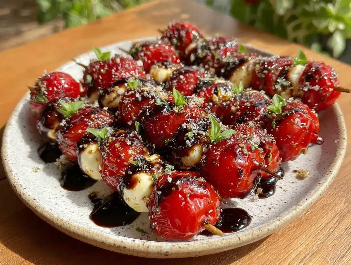 fresh italian caprese skewers preparation steps