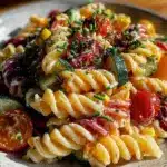 fresh kid-friendly rainbow pasta salad - featured image