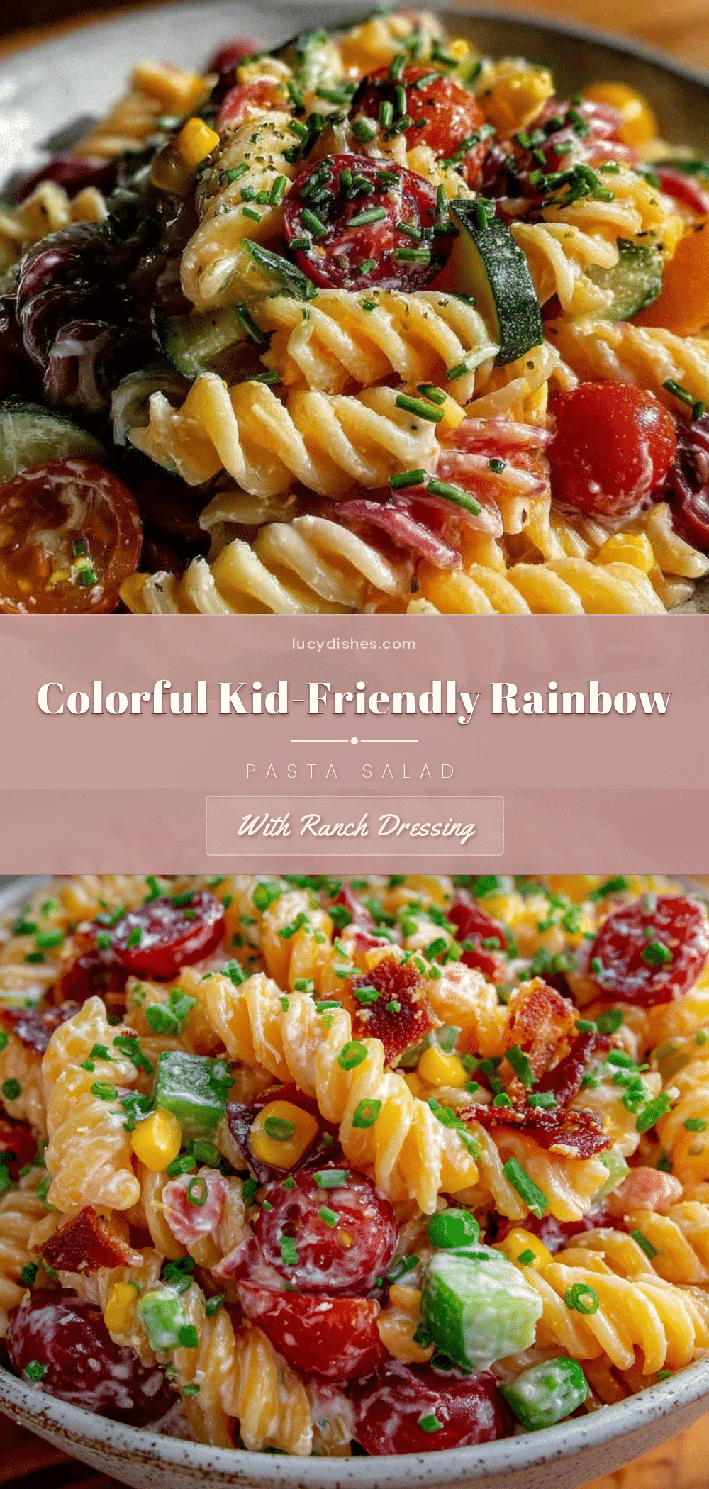 fresh kid-friendly rainbow pasta salad recipe