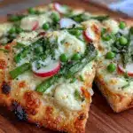fresh loaded spring veggie flatbread pizza - featured image