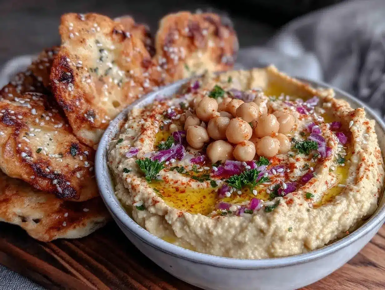 fresh mediterranean hummus platter preparation steps