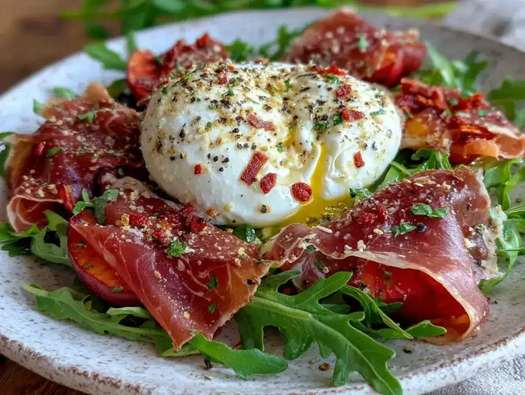 fresh peach burrata salad - featured image