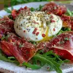 fresh peach burrata salad - featured image