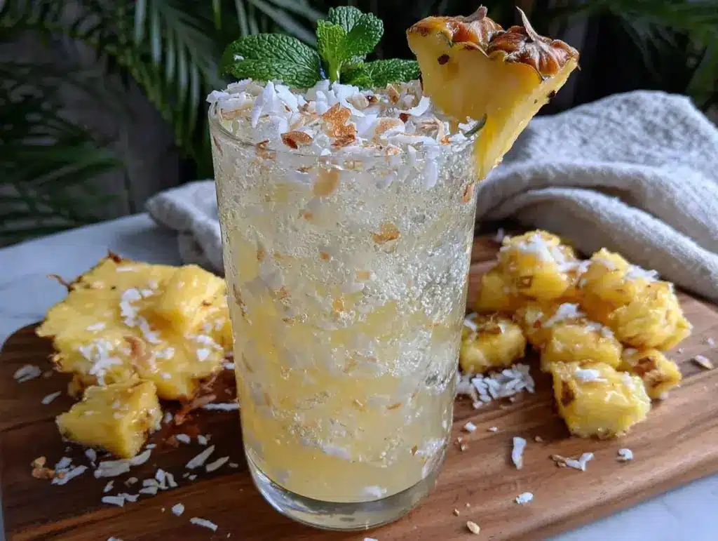 fresh pineapple coconut agua fresca - featured image