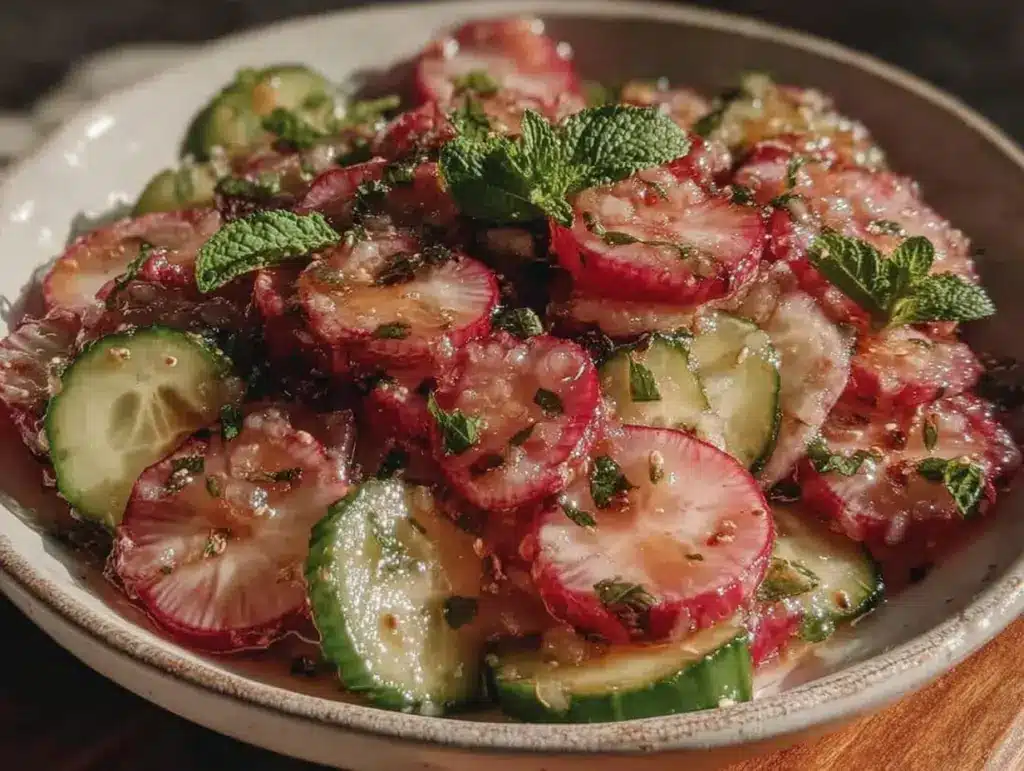 fresh radish and cucumber cold salad - featured image