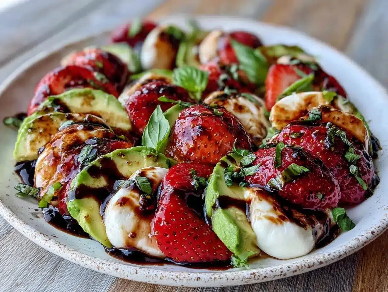 fresh strawberry avocado caprese preparation steps