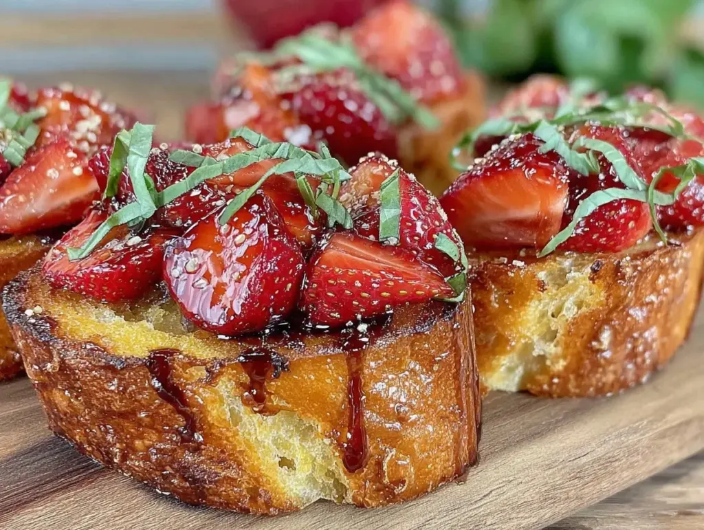 fresh strawberry balsamic bruschetta - featured image