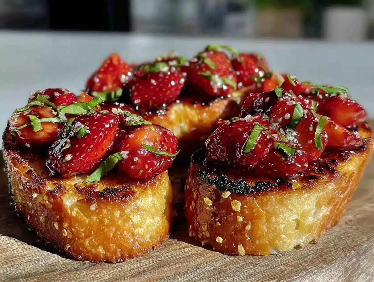 fresh strawberry balsamic bruschetta preparation steps