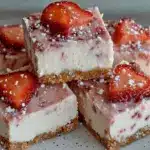 frozen strawberry cheesecake bars - featured image