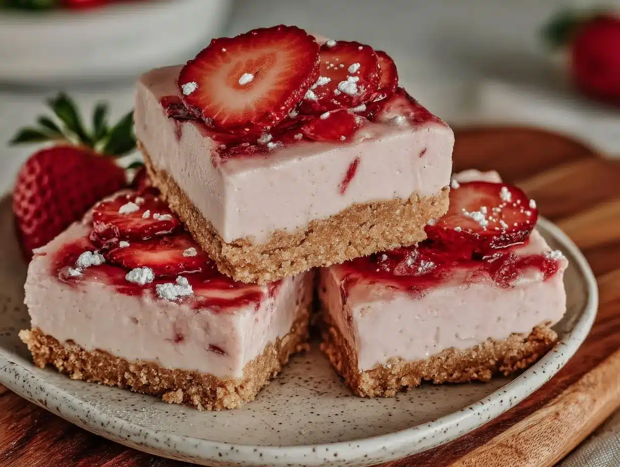frozen strawberry cheesecake bars preparation steps