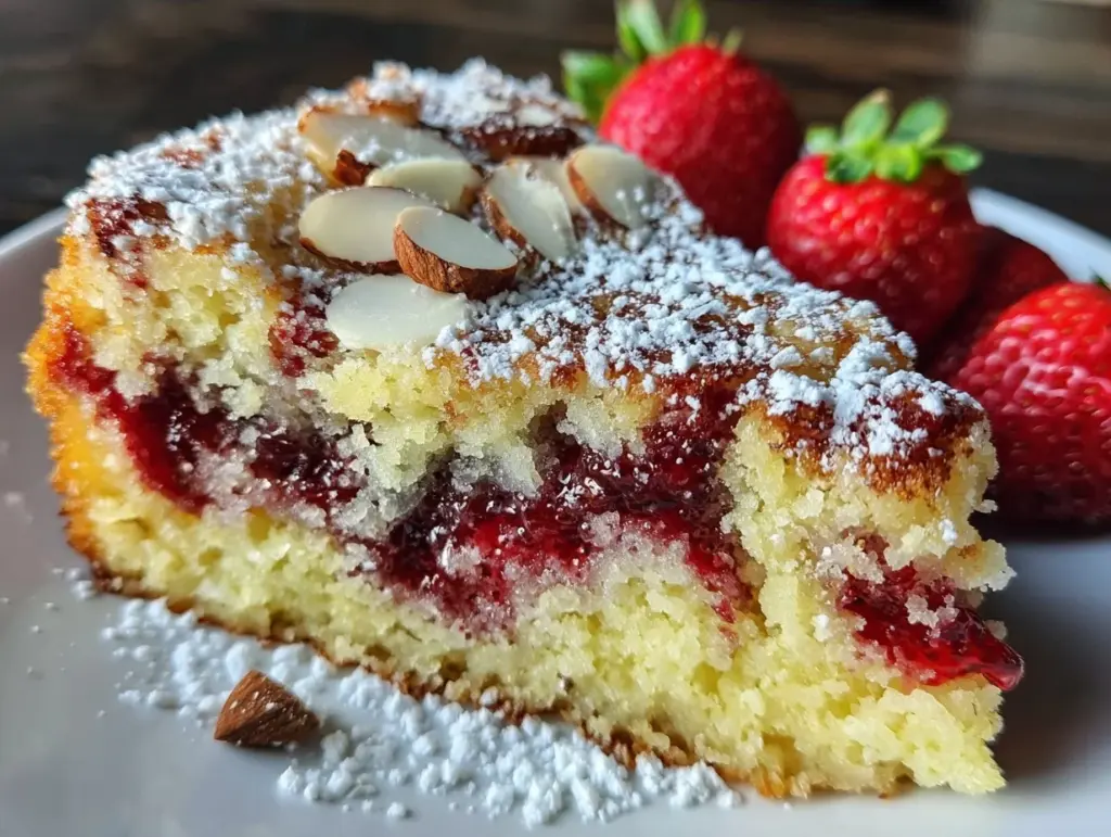 gluten-free strawberry earthquake cake - featured image