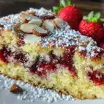 gluten-free strawberry earthquake cake - featured image