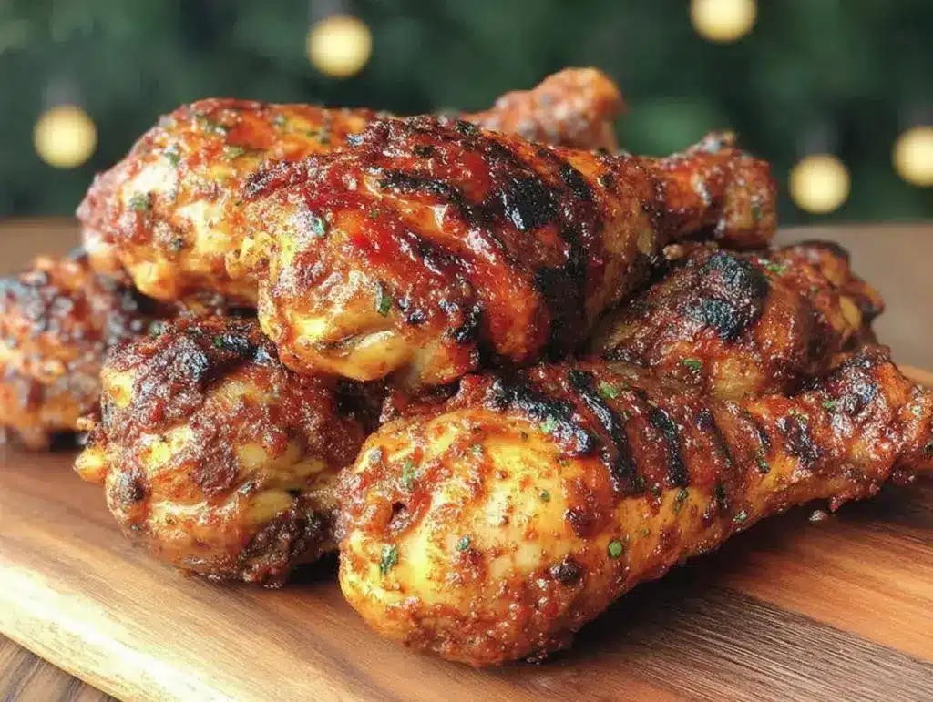 grilled BBQ chicken drumsticks - featured image