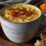healthy anti-inflammatory golden milk turmeric latte - featured image