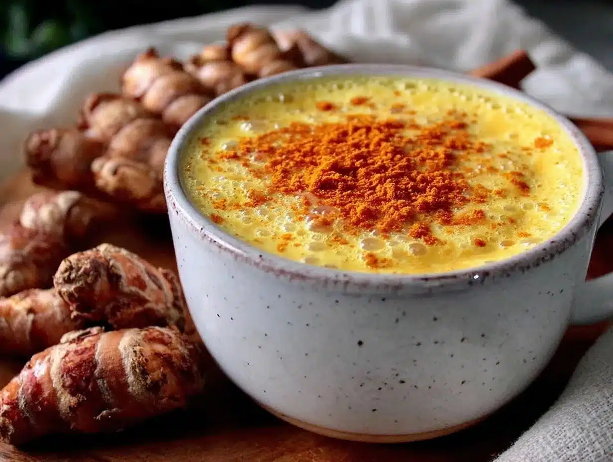 healthy anti-inflammatory golden milk turmeric latte preparation steps