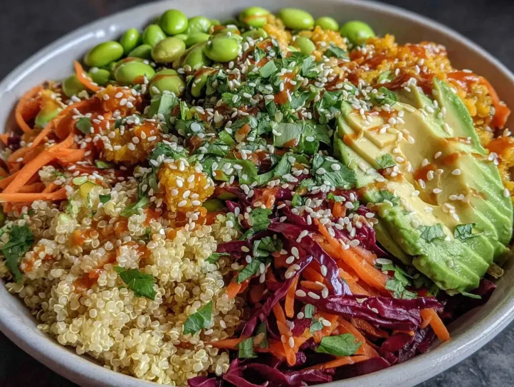 healthy high-protein edamame buddha bowl - featured image