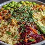 healthy high-protein edamame buddha bowl - featured image