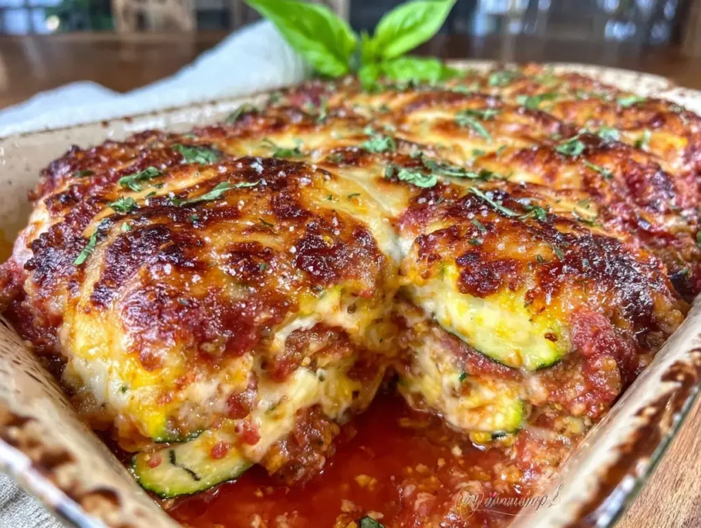 healthy low-carb zucchini lasagna - featured image