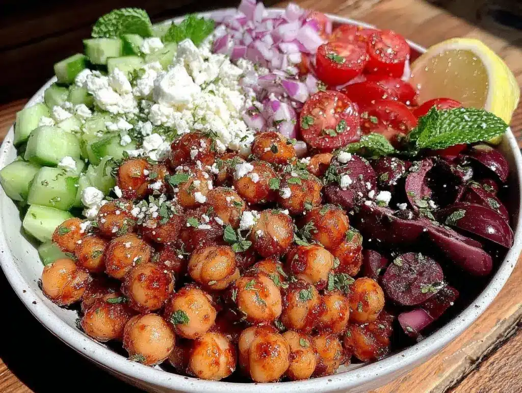 high-protein mediterranean chickpea salad - featured image