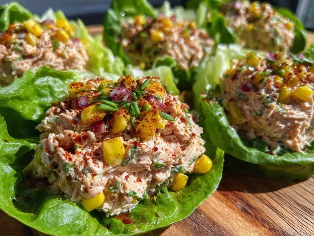 high-protein tuna salad lettuce wraps - featured image