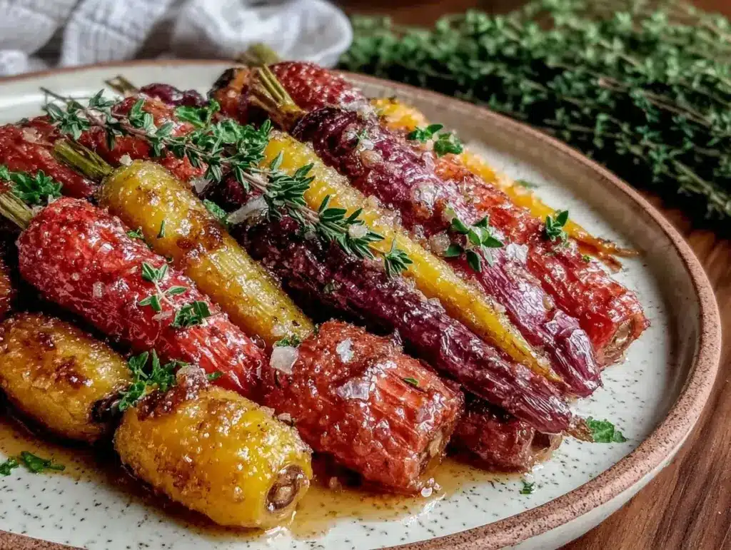 honey glazed rainbow carrots - featured image