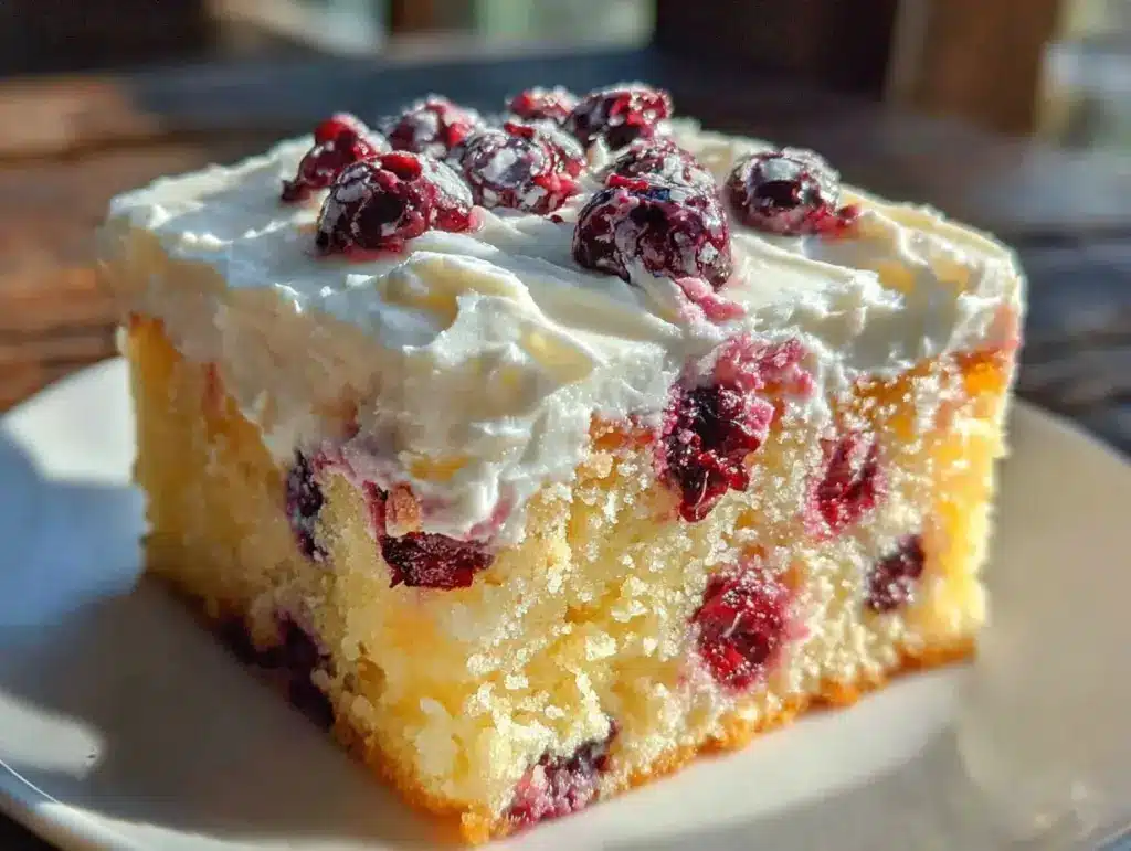 lemon blueberry poke cake - featured image