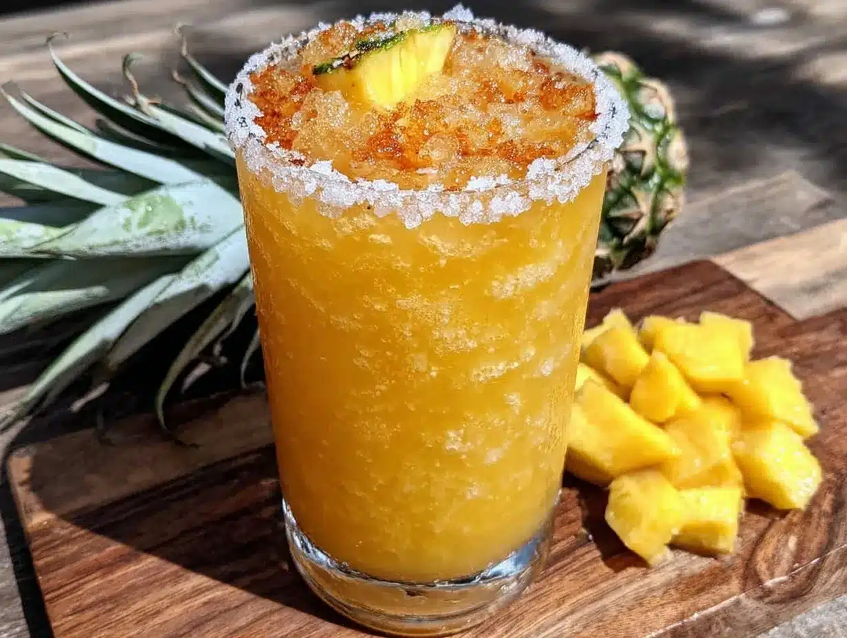 mango pineapple frozen margarita slushie preparation steps