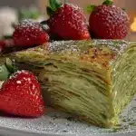 matcha mille crêpe cake - featured image