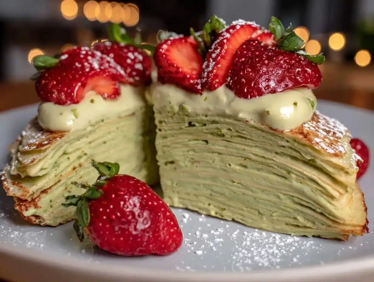 matcha mille crêpe cake preparation steps