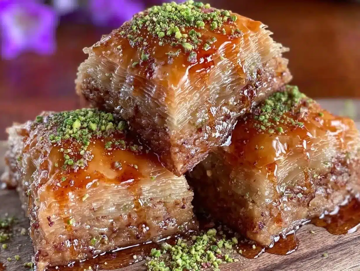 Mediterranean honey baklava preparation steps