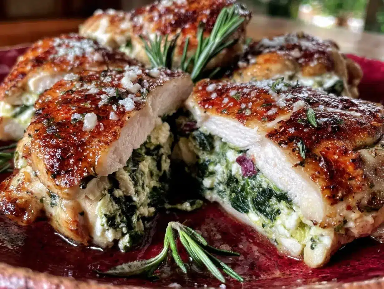Mediterranean stuffed chicken breast preparation steps