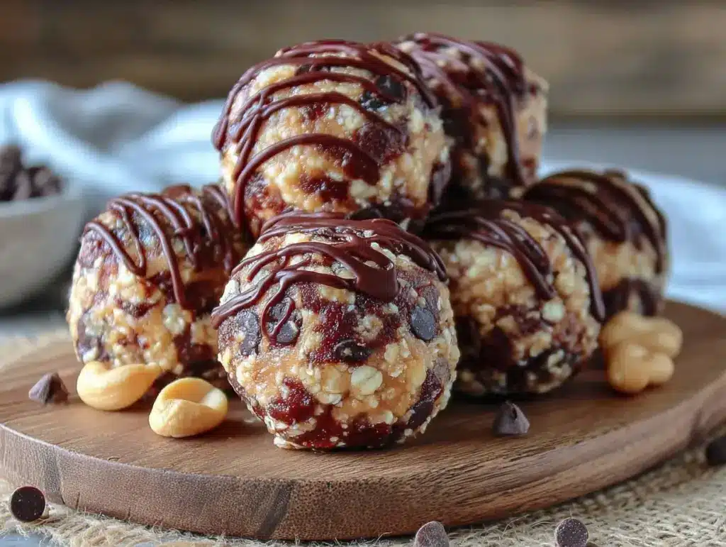 no bake chocolate peanut butter protein balls - featured image