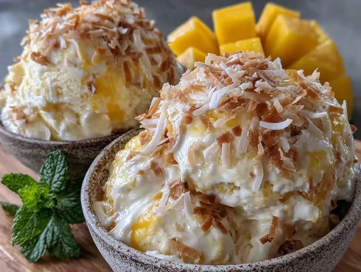 no churn mango coconut ice cream preparation steps