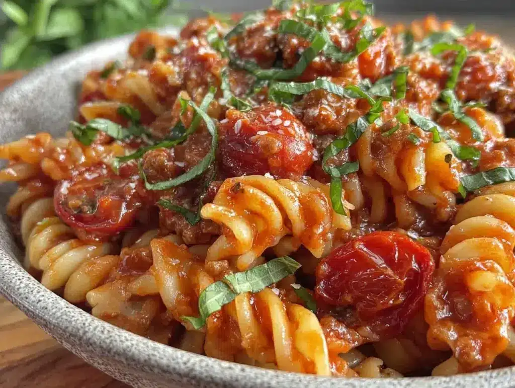 one-pot ground turkey pasta - featured image