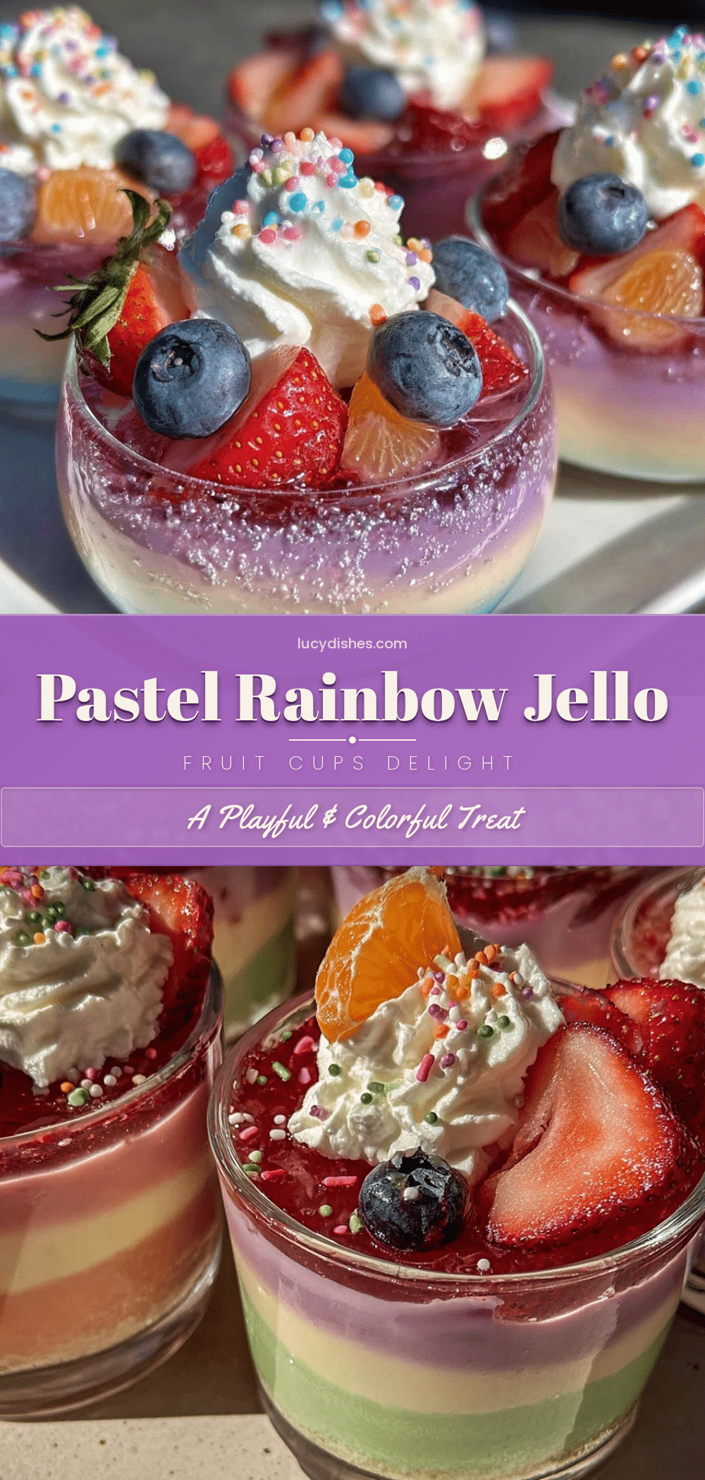 pastel rainbow layered jello fruit cups recipe