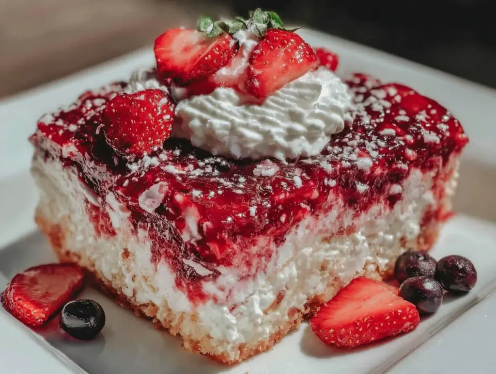 patriotic layered jello poke cake - featured image