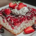 patriotic layered jello poke cake - featured image