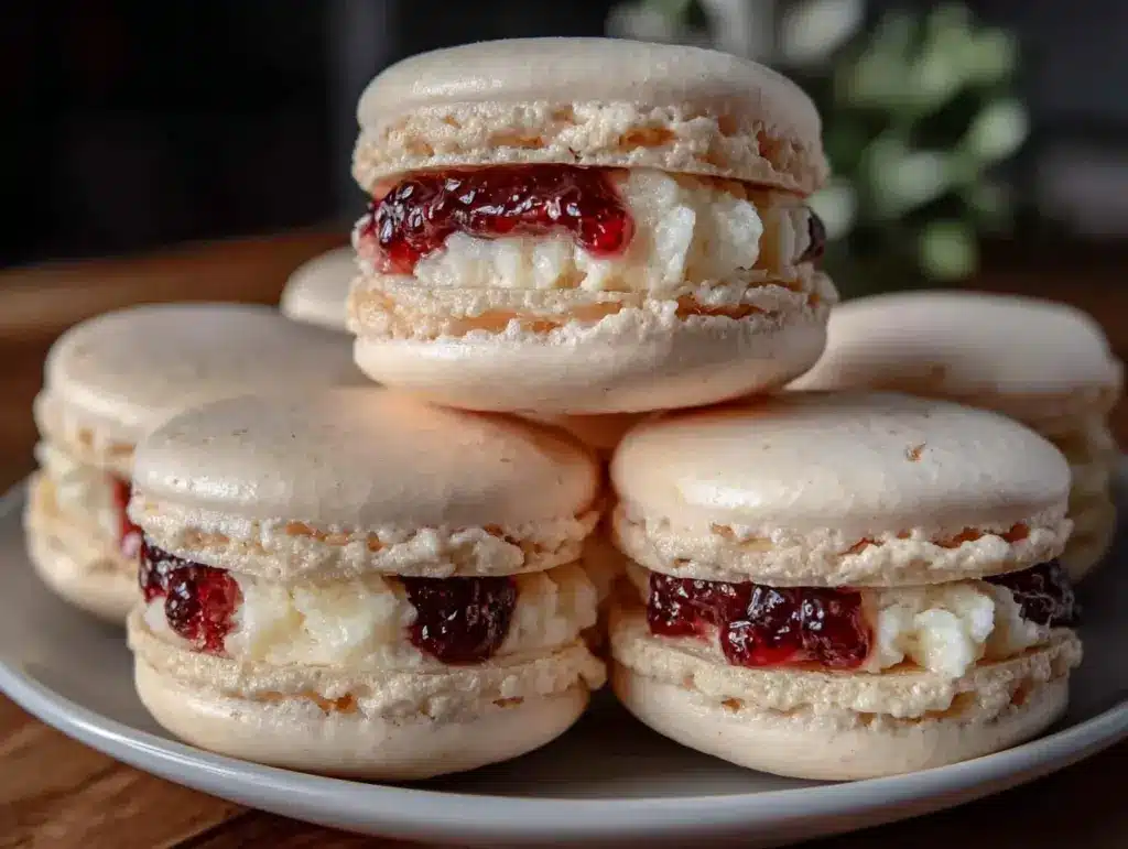 perfect French macarons with raspberry filling - featured image