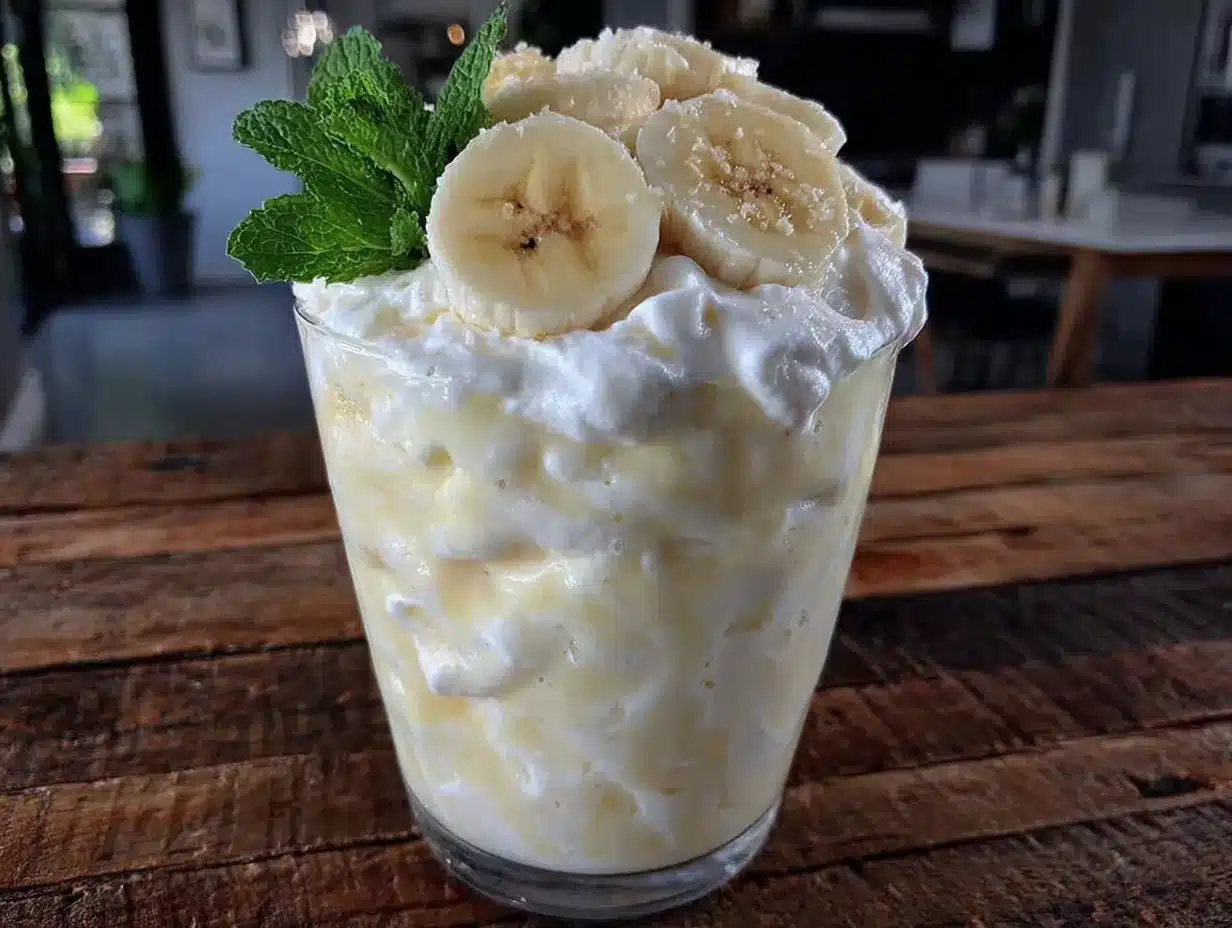 protein smoothie with greek yogurt and banana preparation steps