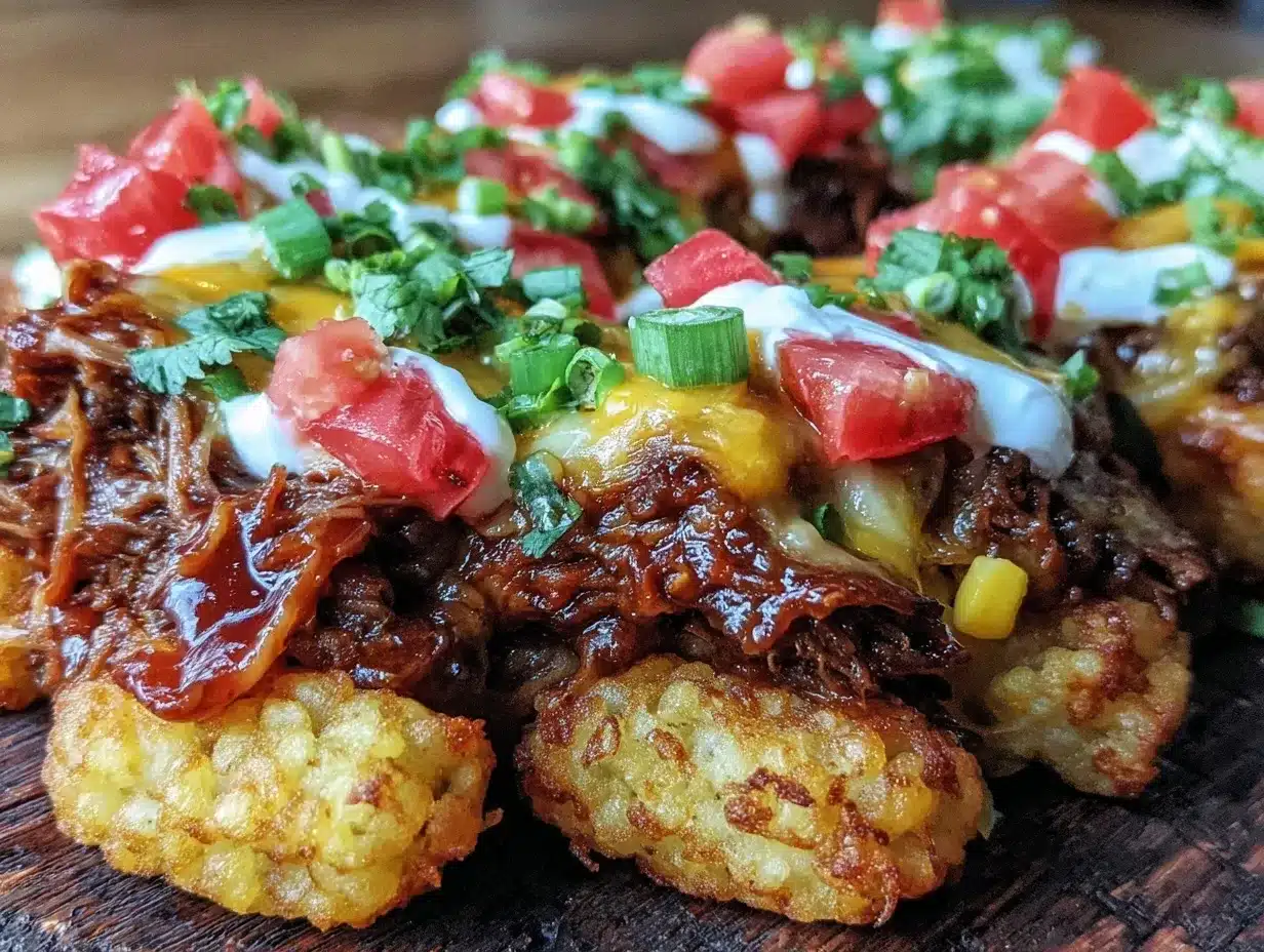 pulled pork tater tot nachos preparation steps