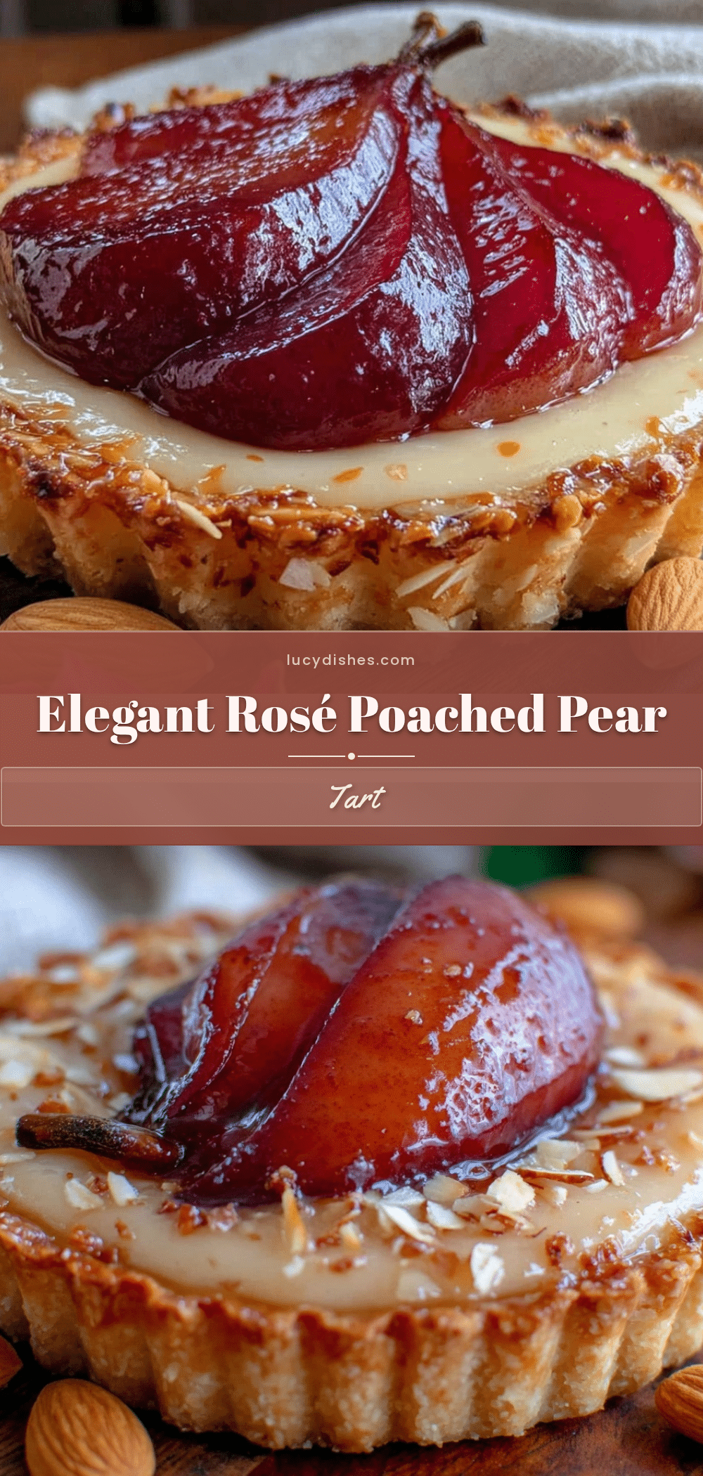 rosé poached pear tart recipe