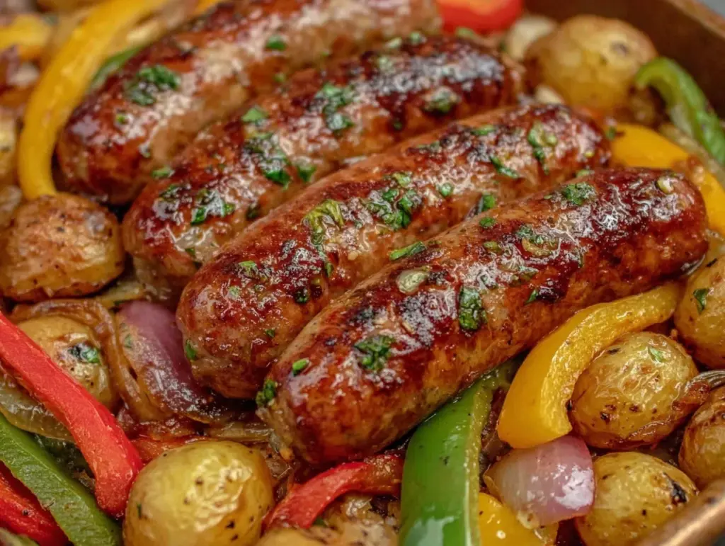 sheet pan sausage and peppers - featured image