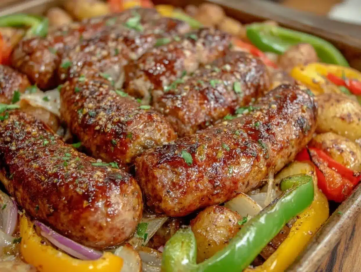 sheet pan sausage and peppers preparation steps