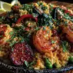 spanish seafood paella for two - featured image