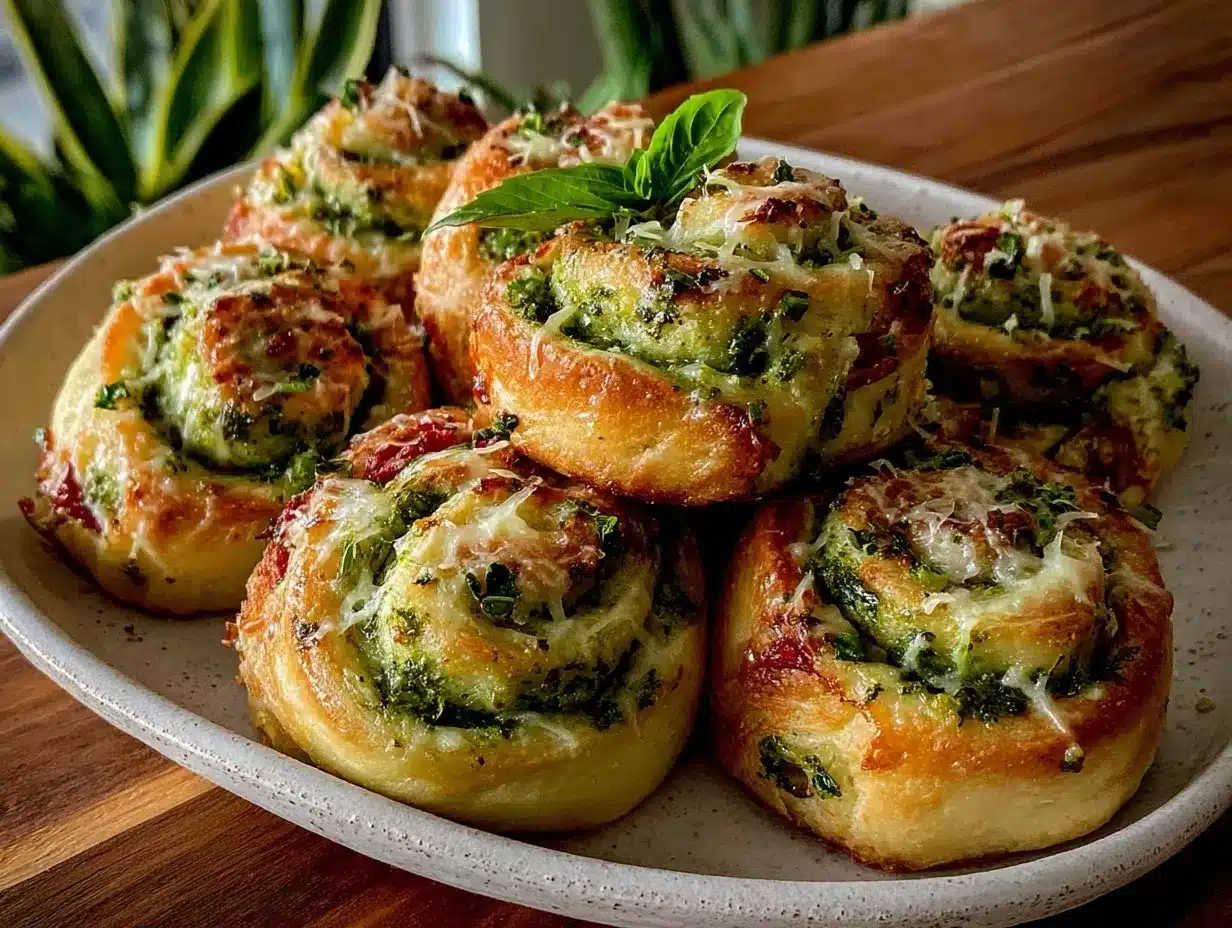 spinach pesto pinwheel rolls preparation steps