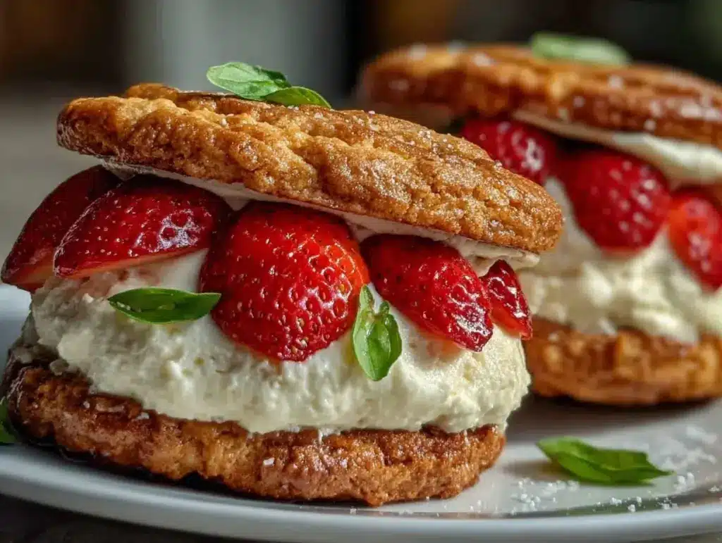 strawberry basil sandwich cookies - featured image