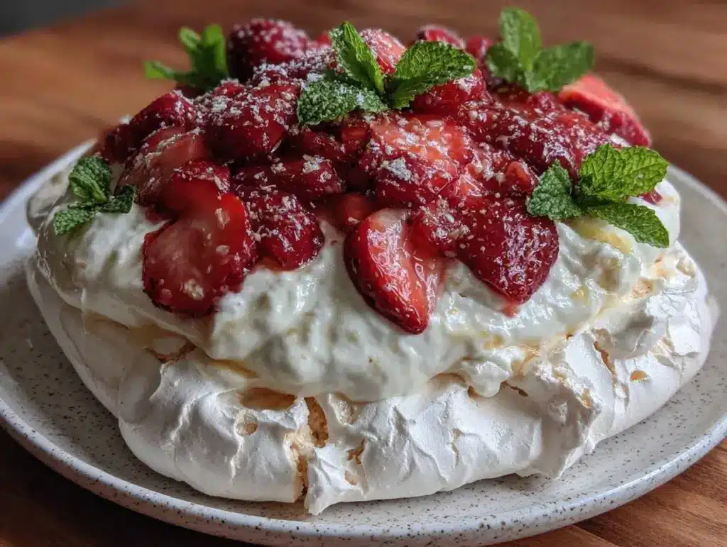 strawberry pavlova recipe - featured image