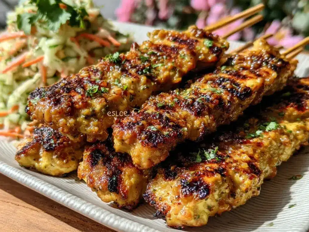thai peanut chicken satay skewers - featured image
