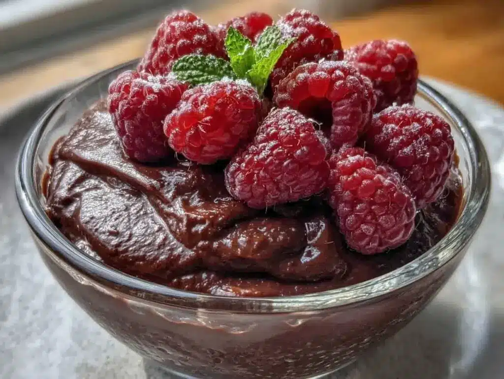 vegan chocolate avocado mousse - featured image